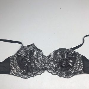 NWT LS GRY/SLV Unlined Semi Demi, 32DD. *P1045